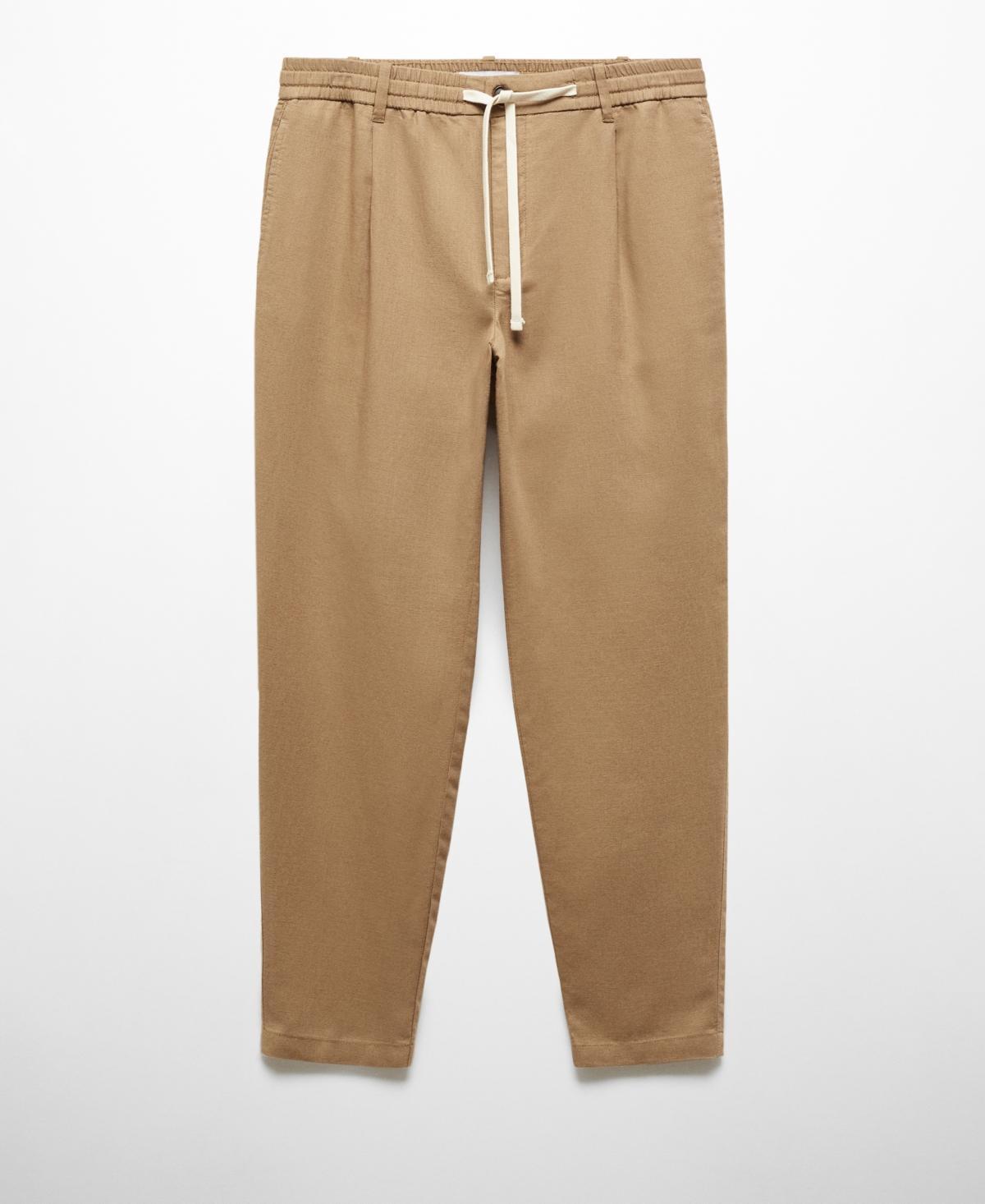 MANGO MAN - Slim-fit pants with drawstring tobacco brownMen Product Image