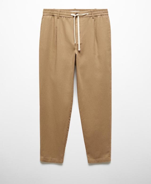 MANGO MAN - Slim-fit pants with drawstring tobacco brownMen Product Image