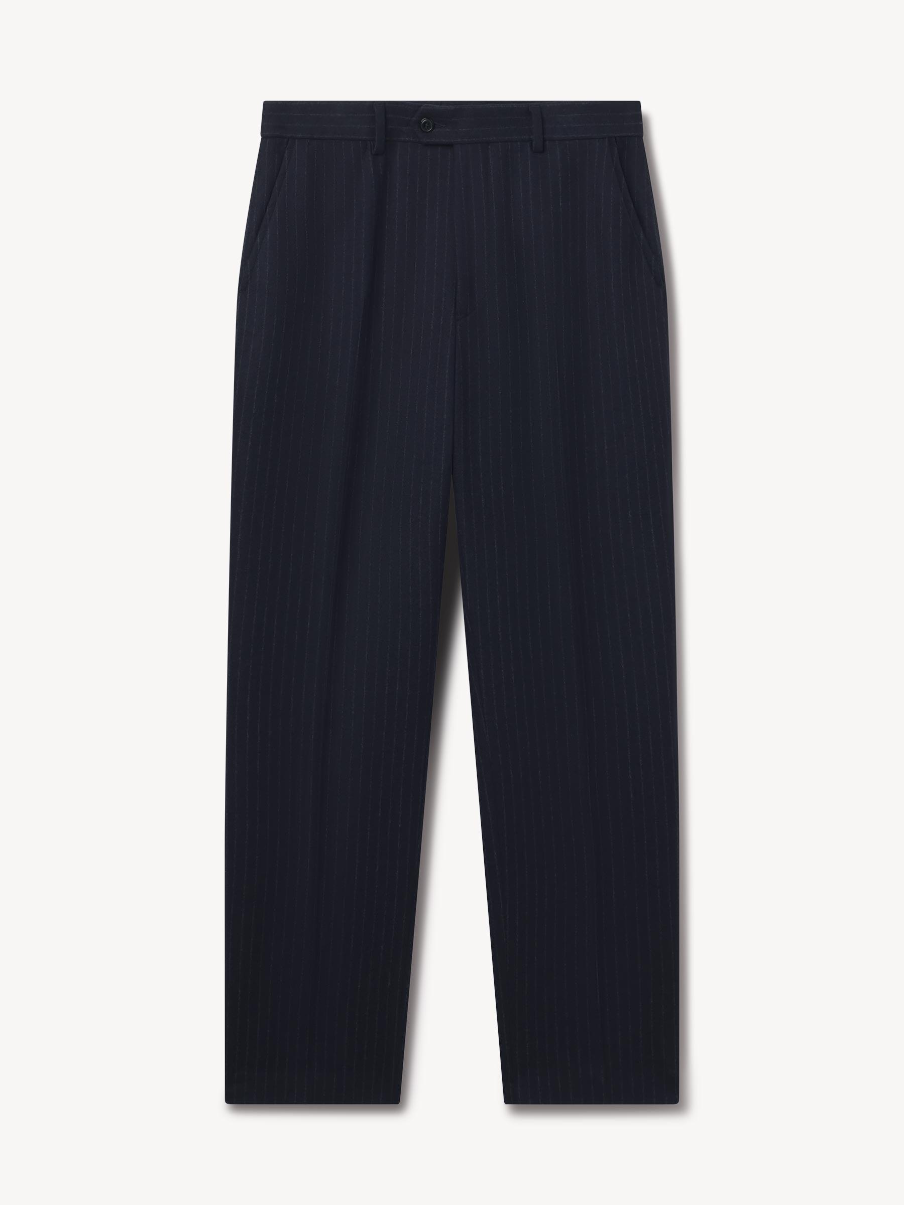 Navy Chalk Stripe Italian Wool Flannel Graduate Pant Product Image