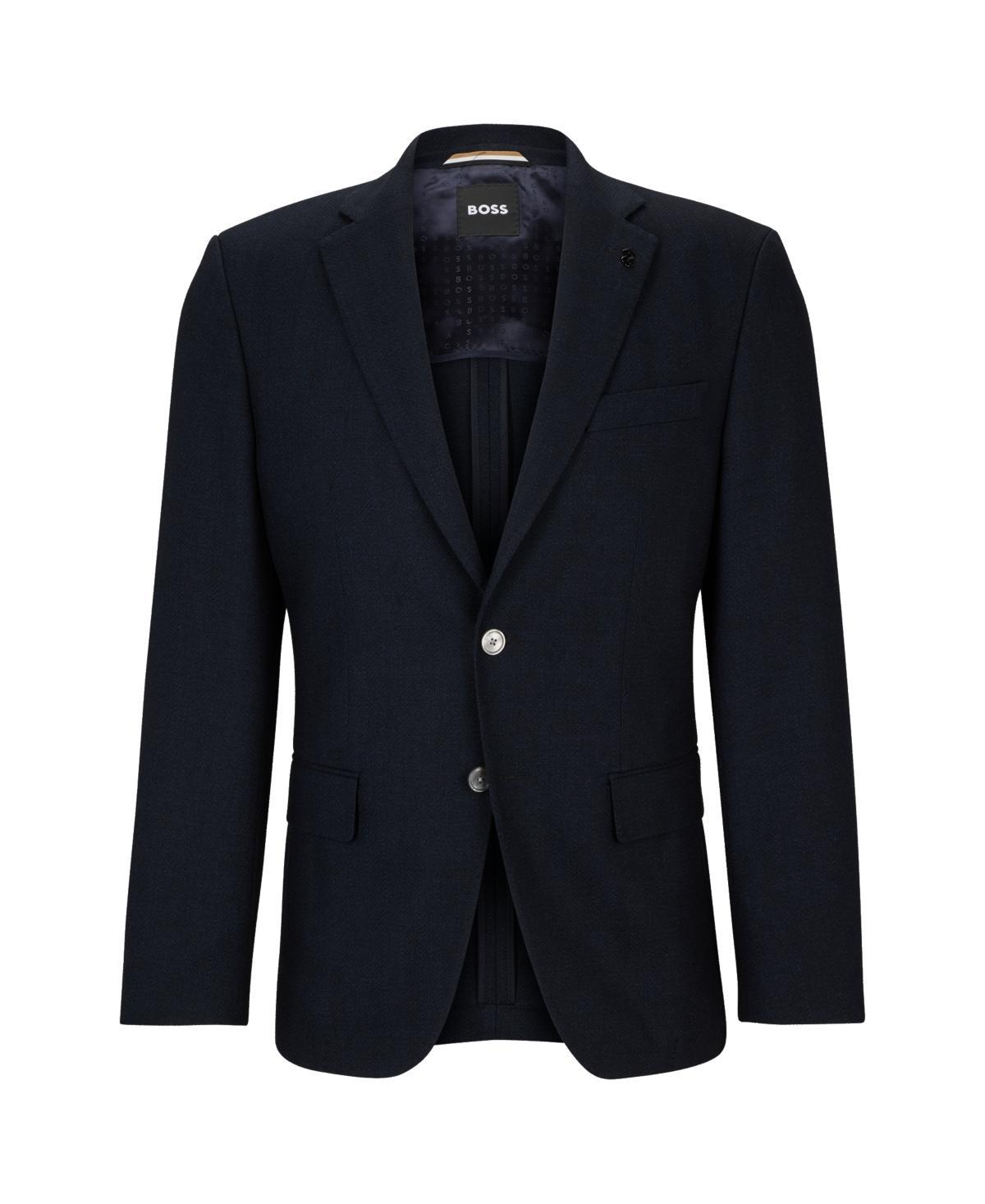 Boss By  Men's Slim-fit Herringbone Jacket In Dark Blue Product Image