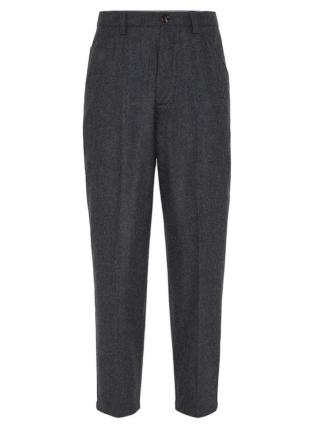 Mens Virgin Wool Flannel Leisure Fit Trousers Product Image