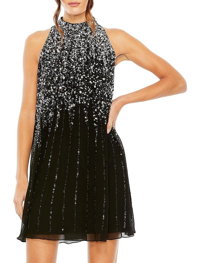 Womens Sequin-Embellished Trapeze Dress Product Image