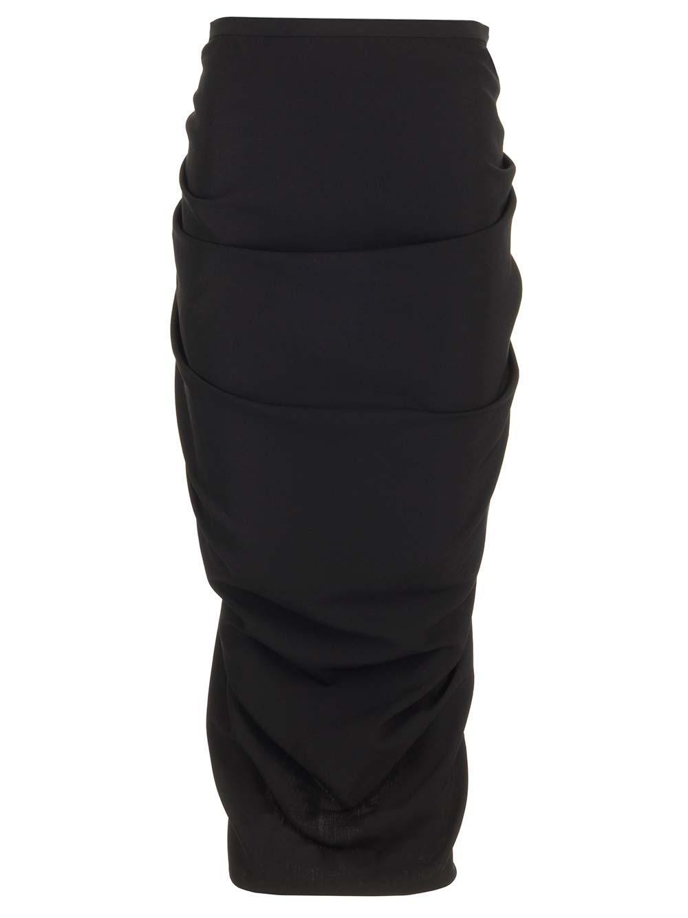 Sonata Ruched Wool Blend Midi Skirt In Black Product Image