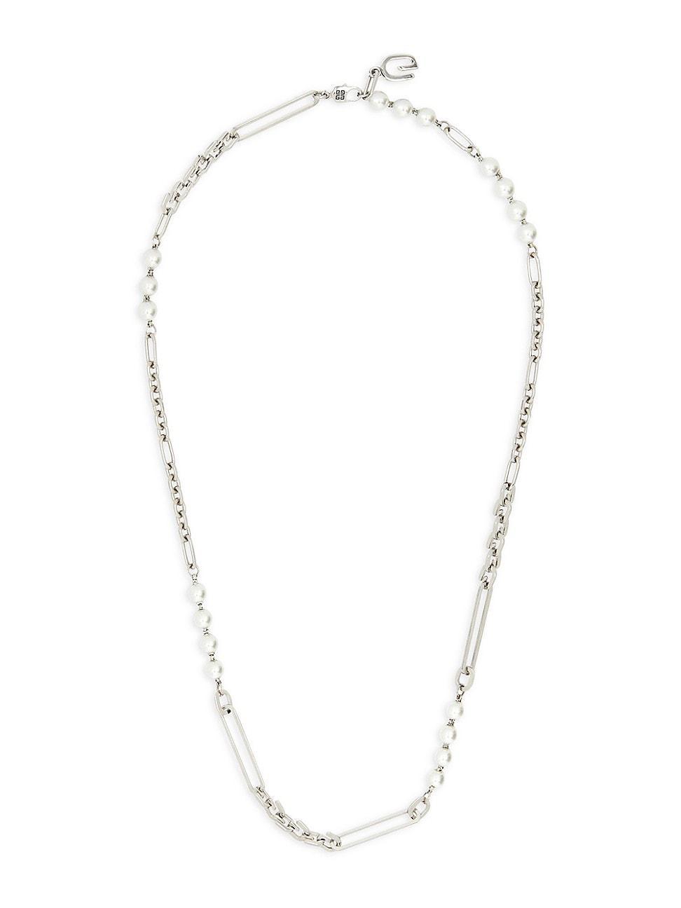 Womens G Link Necklace In Metal With Pearls Product Image