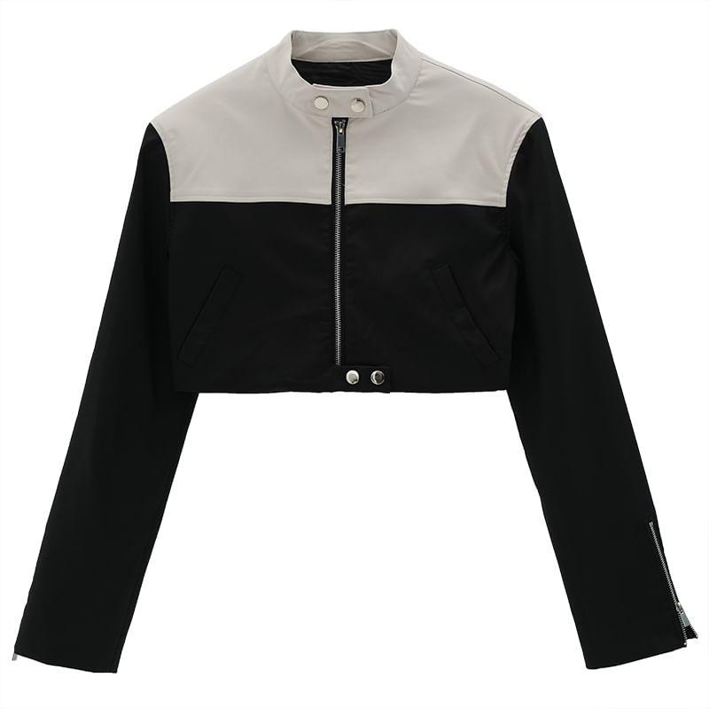 Two Tone Cropped Zip Jacket Product Image