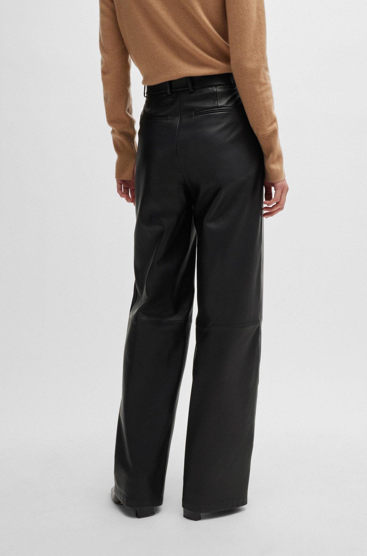 Leather trousers with paneled leg detail Product Image