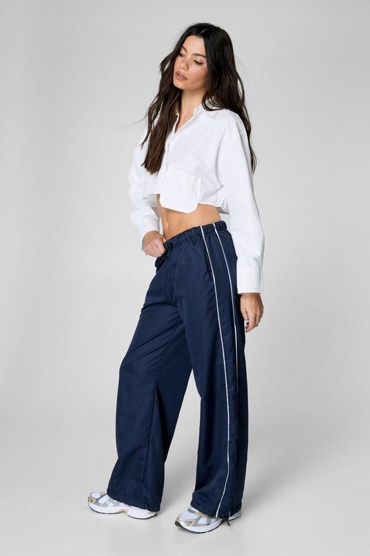 Nylon Stripe Side Wide Leg Trousers Product Image