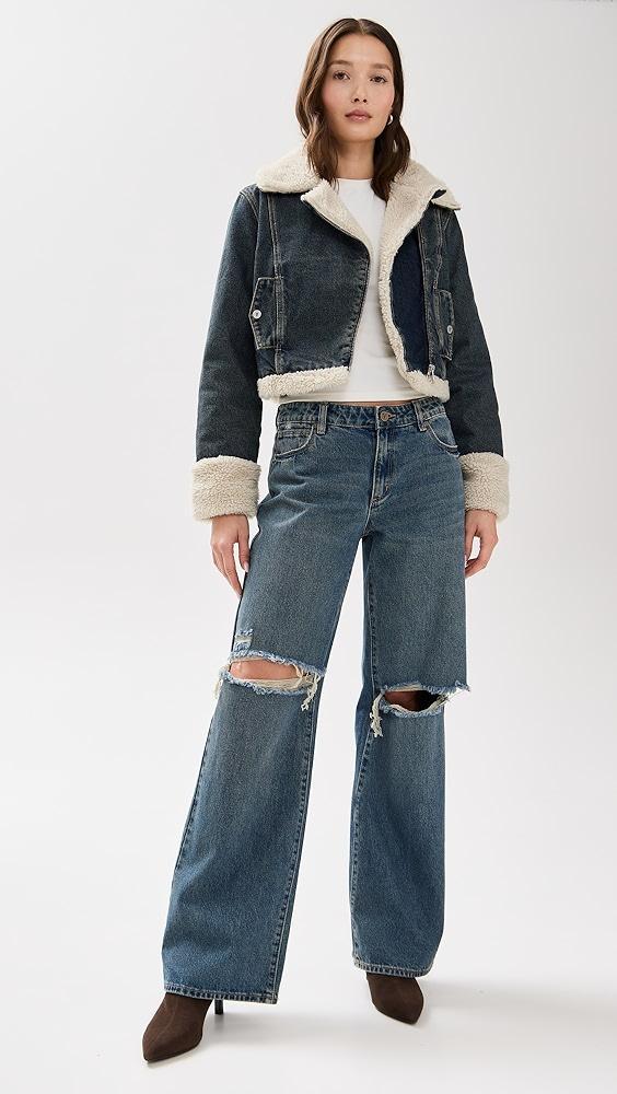 ABRAND Sherpa Quinn Nightlife Denim Jacket | Shopbop Product Image