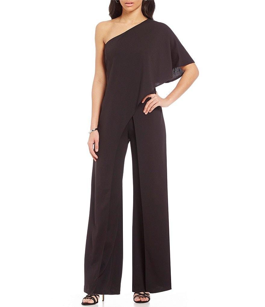 Adrianna Papell Stretch One Shoulder Short Flutter Sleeve Jumpsuit Product Image