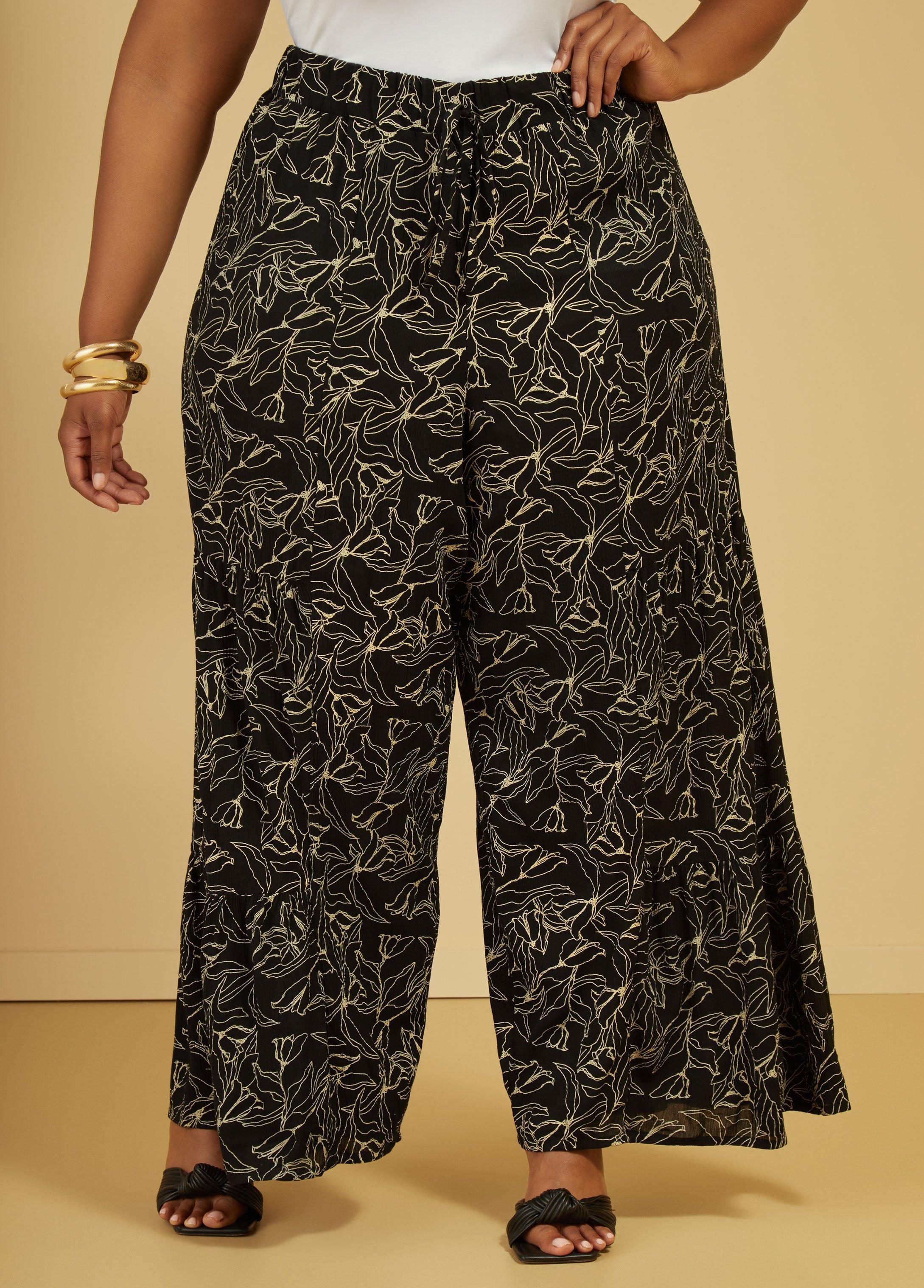 Floral Print Flounced Pants Product Image