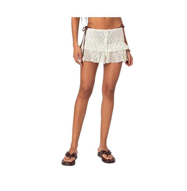 Edikted Womens Ruffled Crochet Mini Skirt Product Image