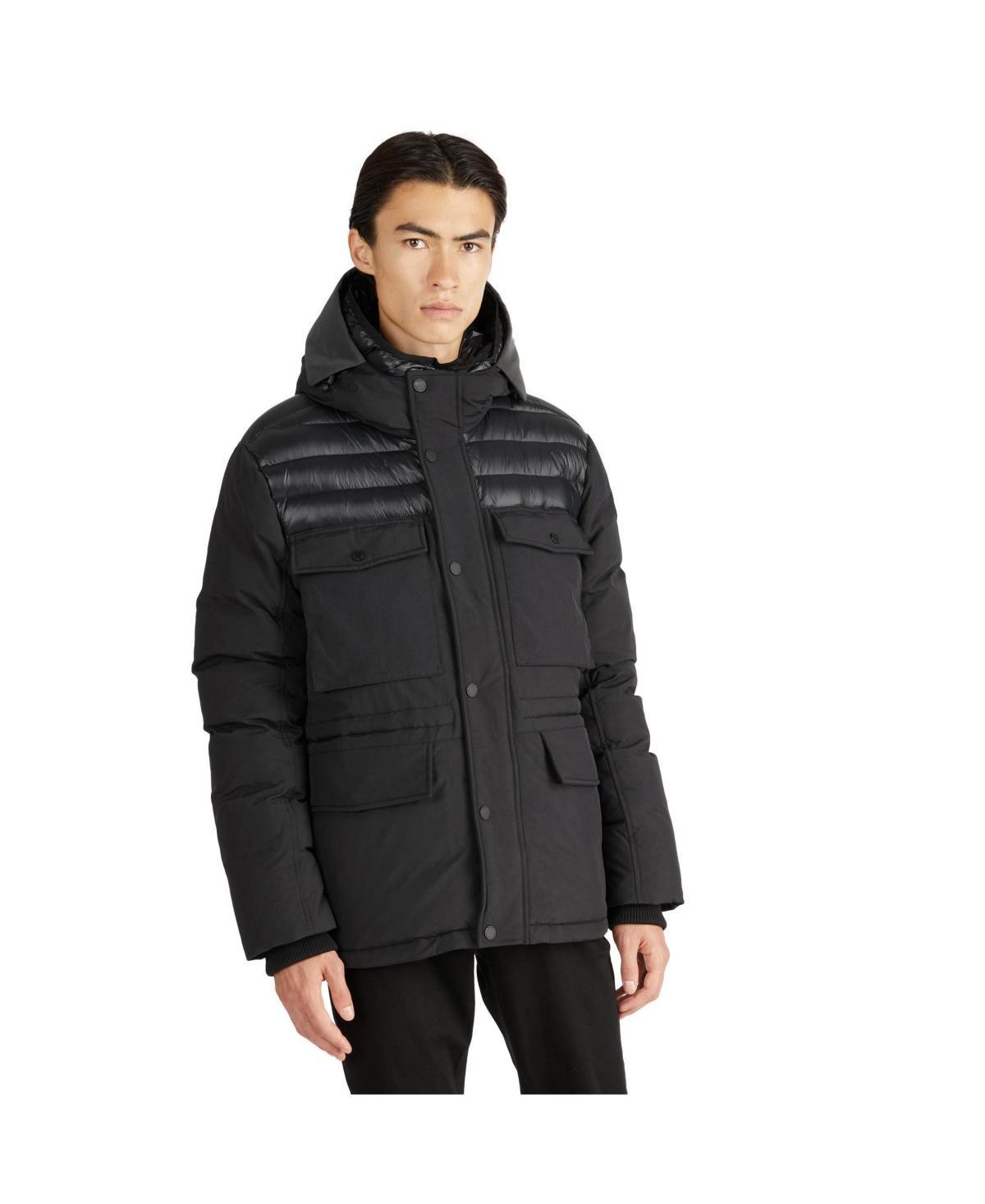 Mikkel Mixed Media Parka Coat with Detachable Inner Hood Product Image