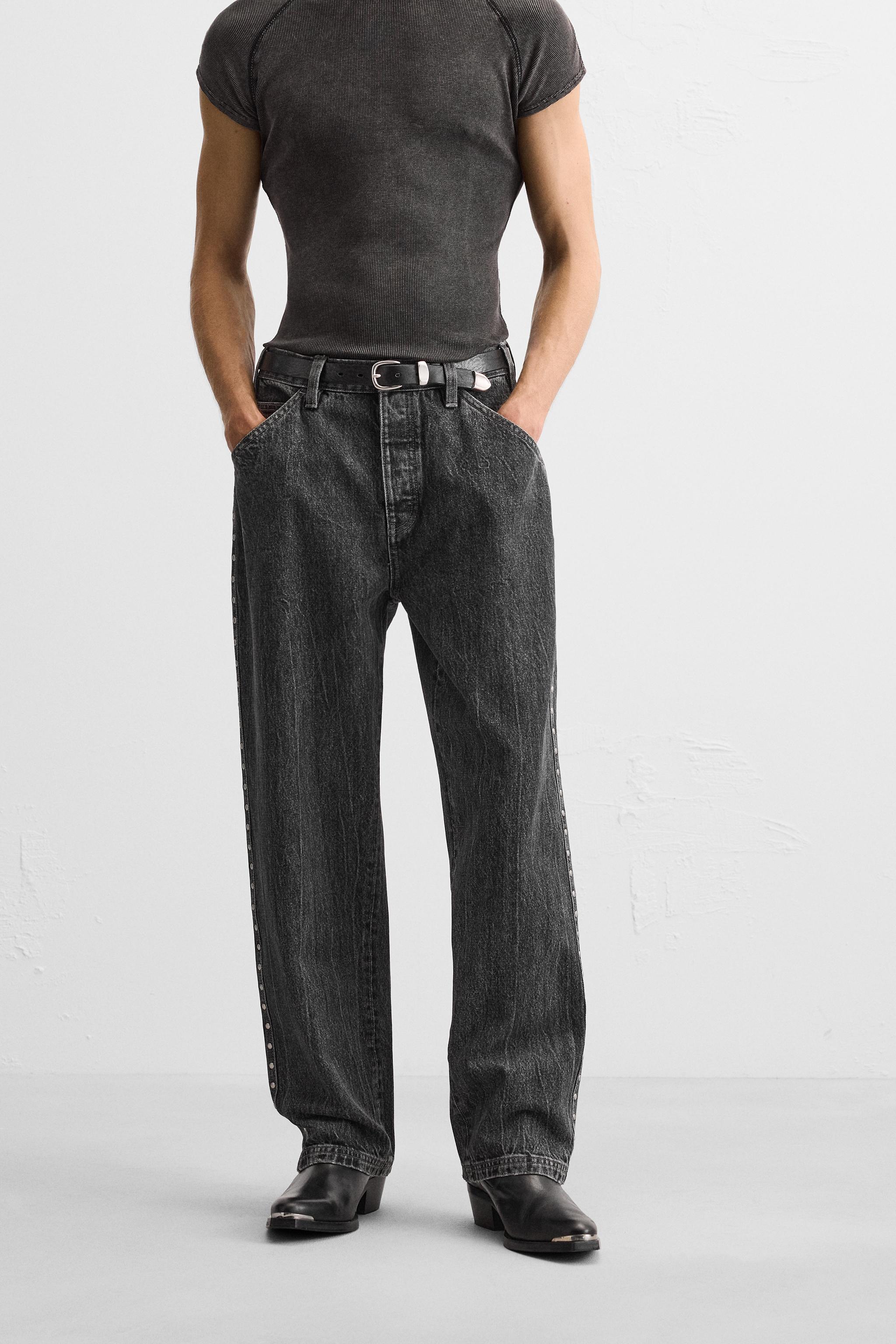 STUDDED SIDE STRIPE JEANS Product Image