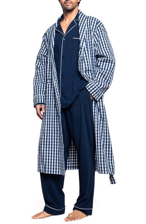 Petite Plume Mens Gingham Cotton Twill Robe Product Image