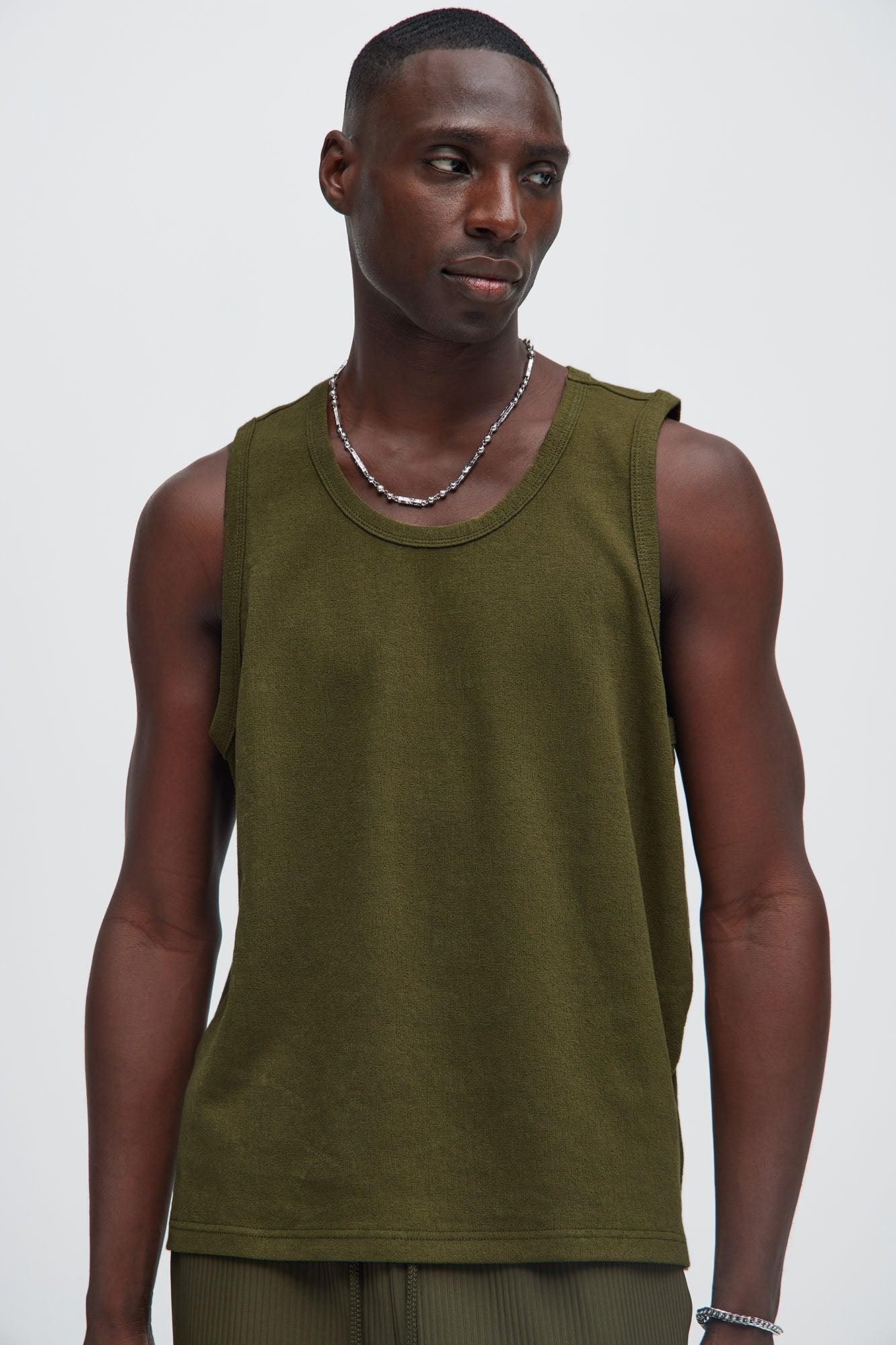 Duval Textured Relaxed Tank - Olive Product Image