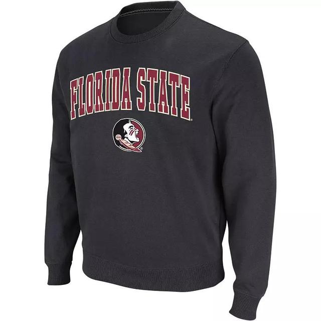 Mens Colosseum Charcoal Florida State Seminoles Arch & Logo Crew Neck Sweatshirt Product Image