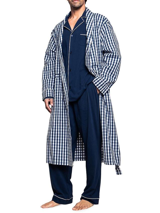 Petite Plume Mens Gingham Cotton Twill Robe Product Image