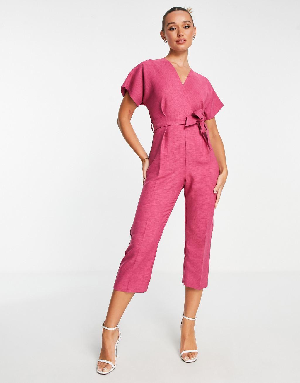 Closet London tie waist kimono jumpsuit Product Image