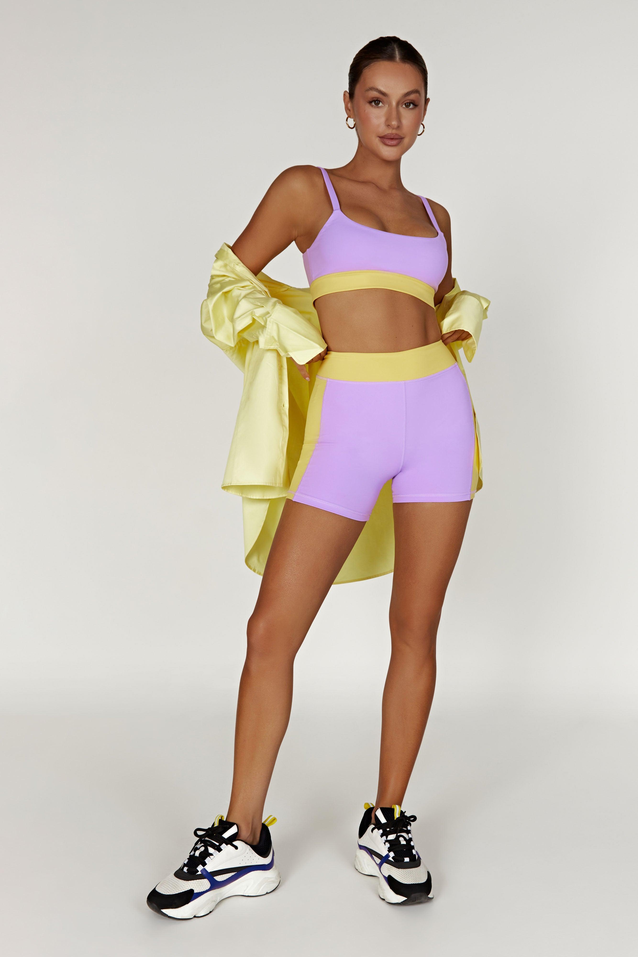 Nickie Two Tone Sports Bralette - Lilac/Yellow Product Image