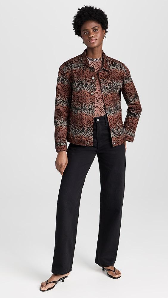 BruceGlen Linear Leopard Denim Jacket | Shopbop Product Image