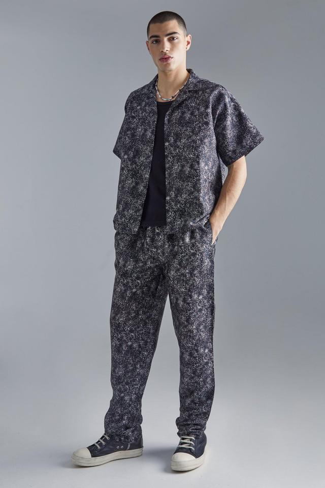 Boxy Fabric Interest Shirt And Pants Set | boohooMAN USA Product Image