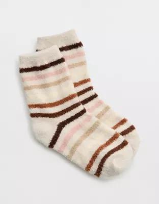 Aerie Fuzzy Sweater Striped Crew Socks Product Image