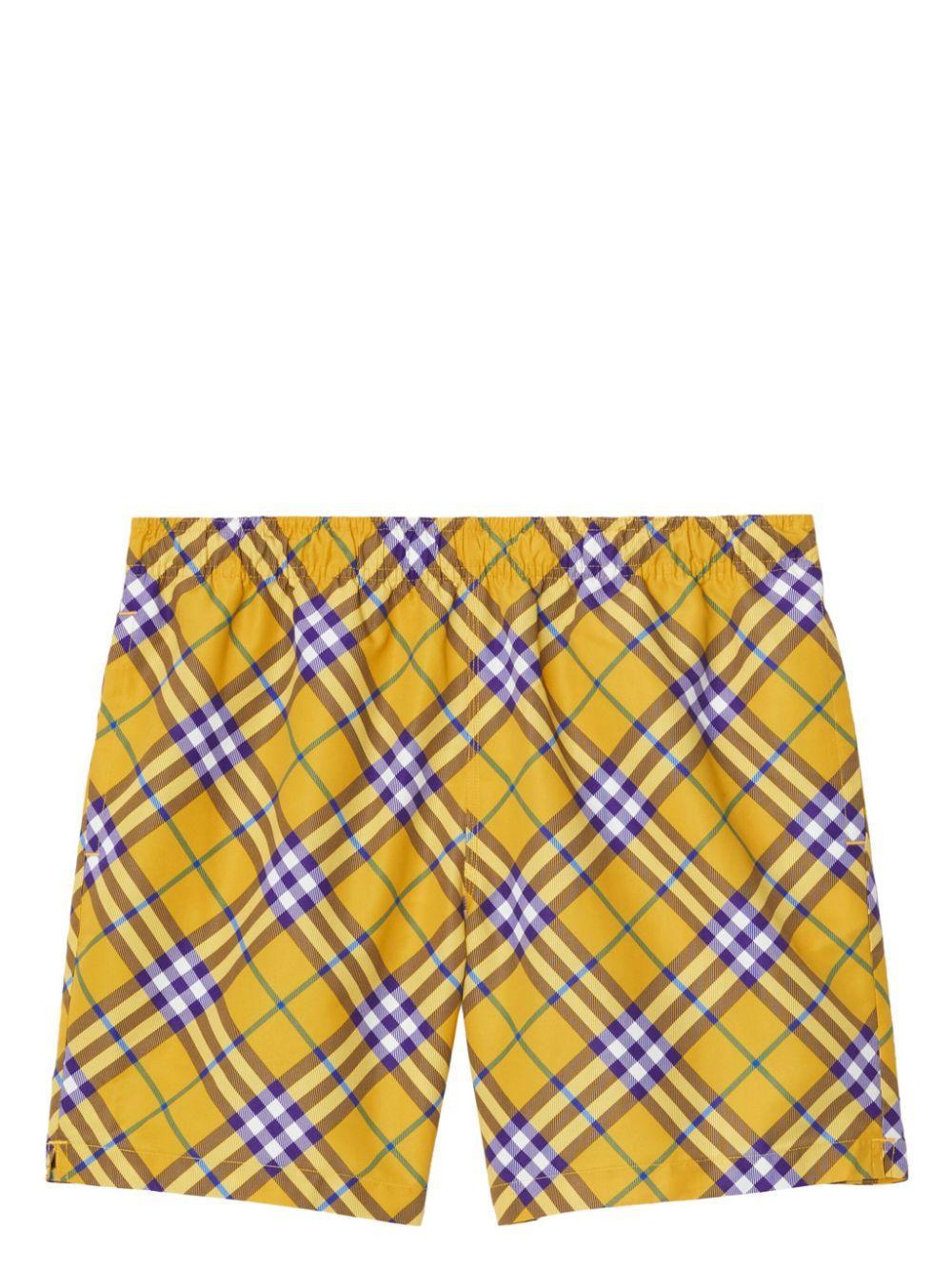 Check Swim Shorts In Yellow Product Image