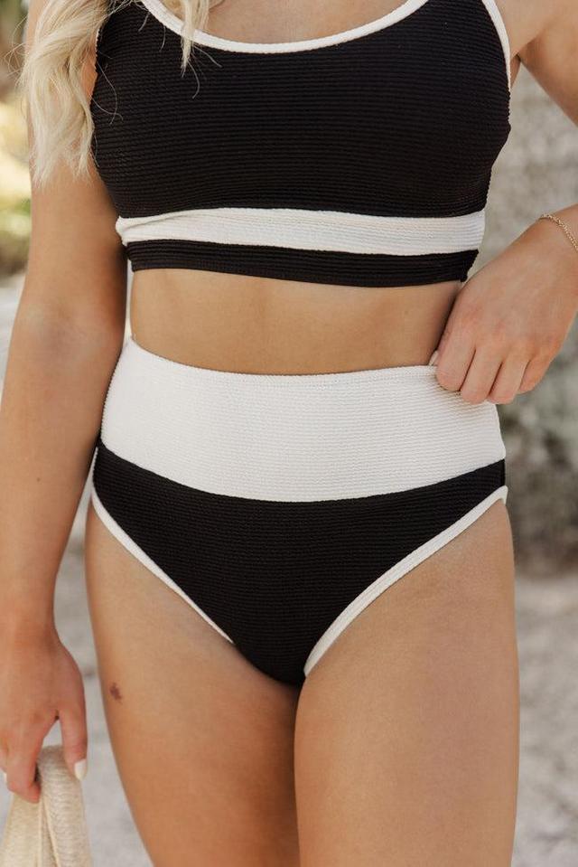 Do Not Disturb Black and White Color Block Bikini Bottoms Product Image