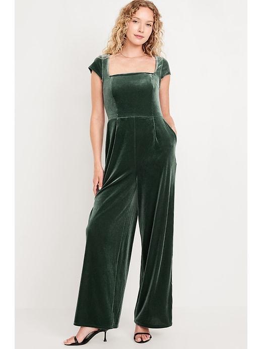 Fit &amp; Flare Velvet Jumpsuit Product Image