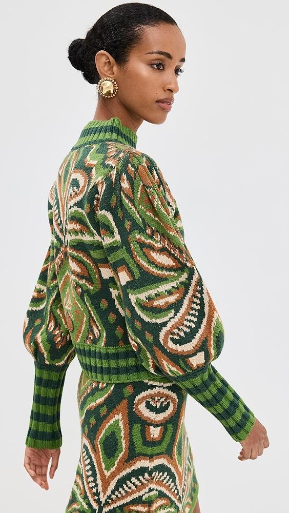 FARM Rio Pineapple Ikat Green Sweater | Shopbop Product Image