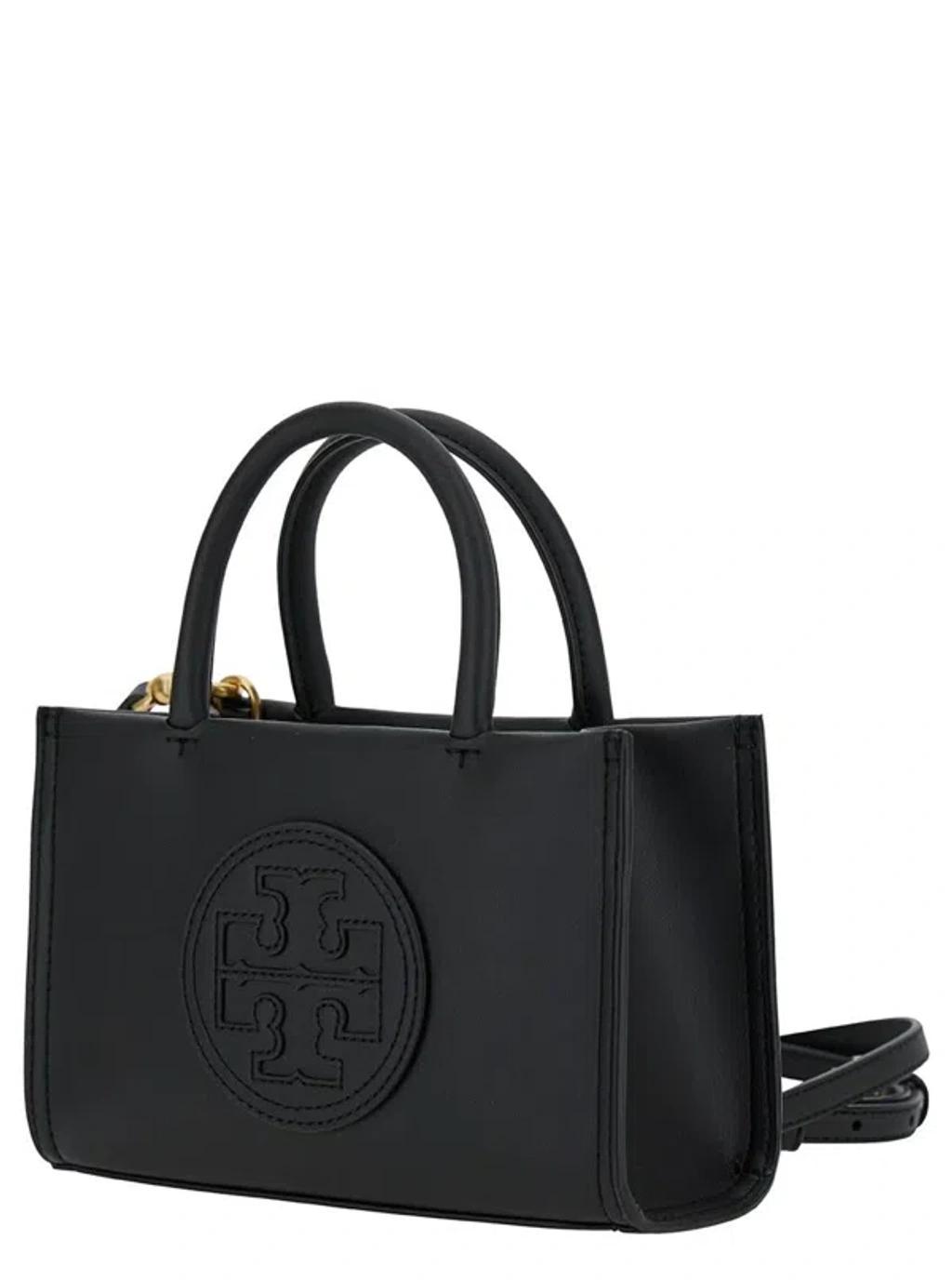 'mini Ella' Black Tote Bag With Embossed Logo In Eco-leather Woman Product Image