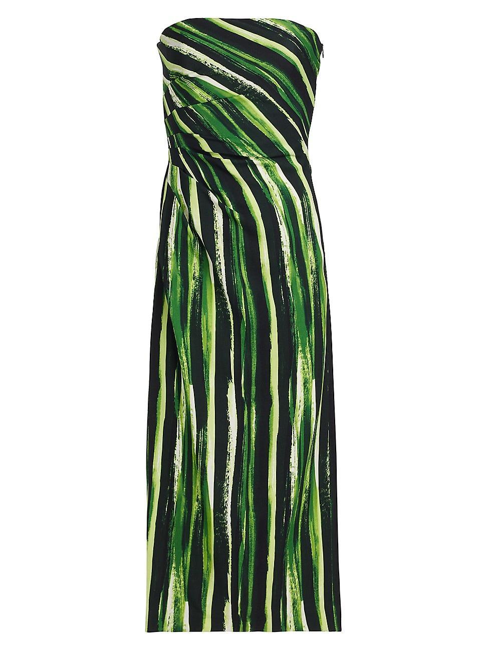 Womens Painted Stripe Strapless Midi-Dress Product Image