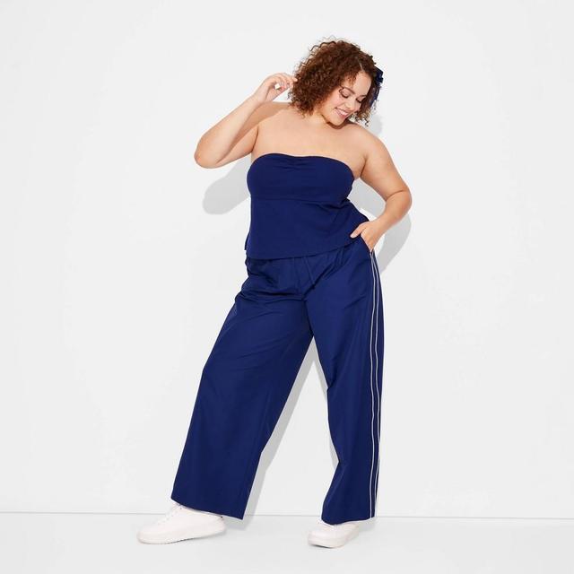 Womens Game Day Mid-Rise Wide Leg Track Pants - Wild Fable Navy Blue 3X Product Image