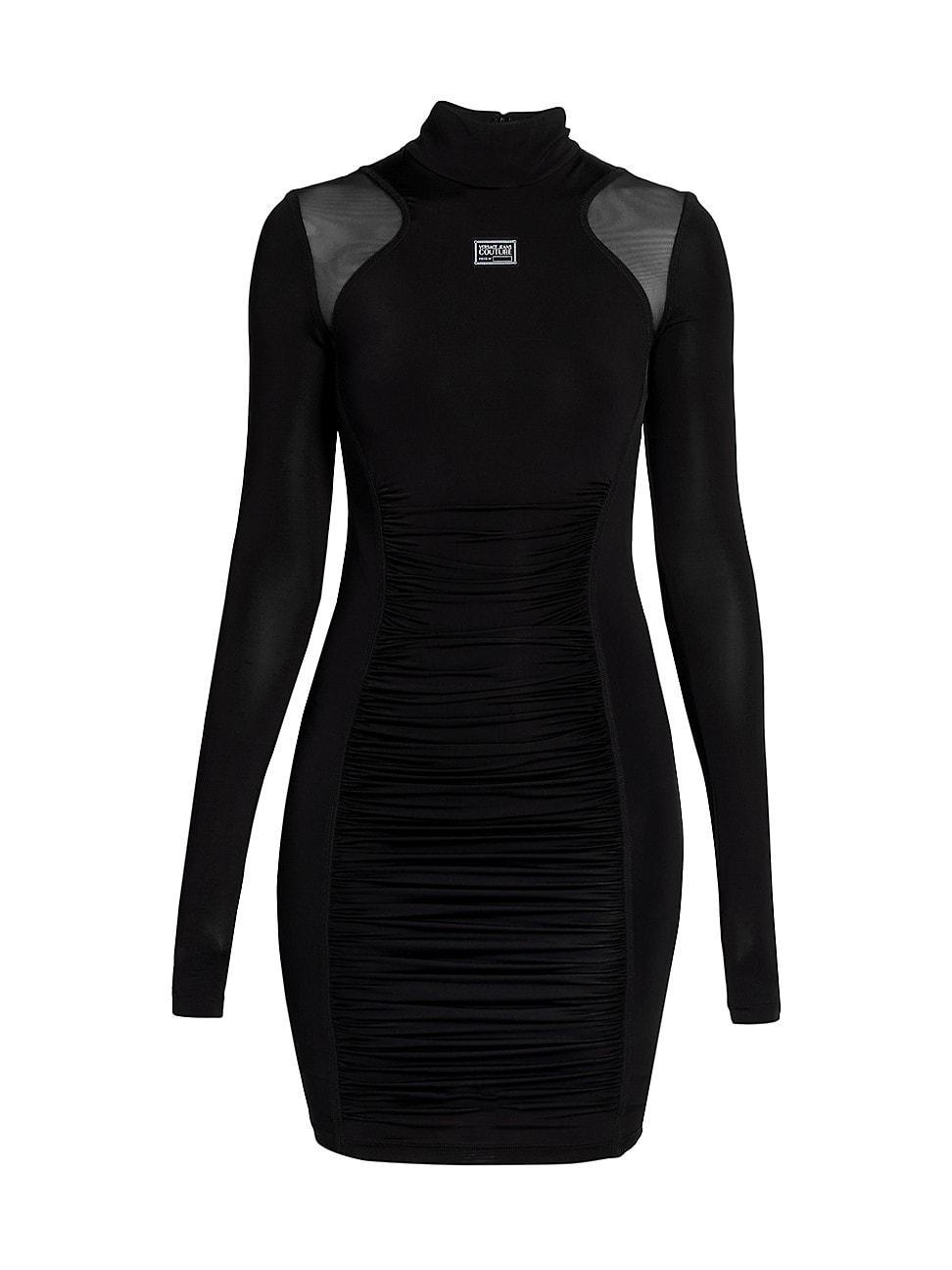 Womens Ruched Logo Mesh Minidress Product Image