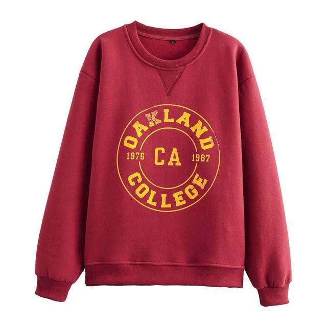 Round Neck Lettering Print Sweatshirt Product Image