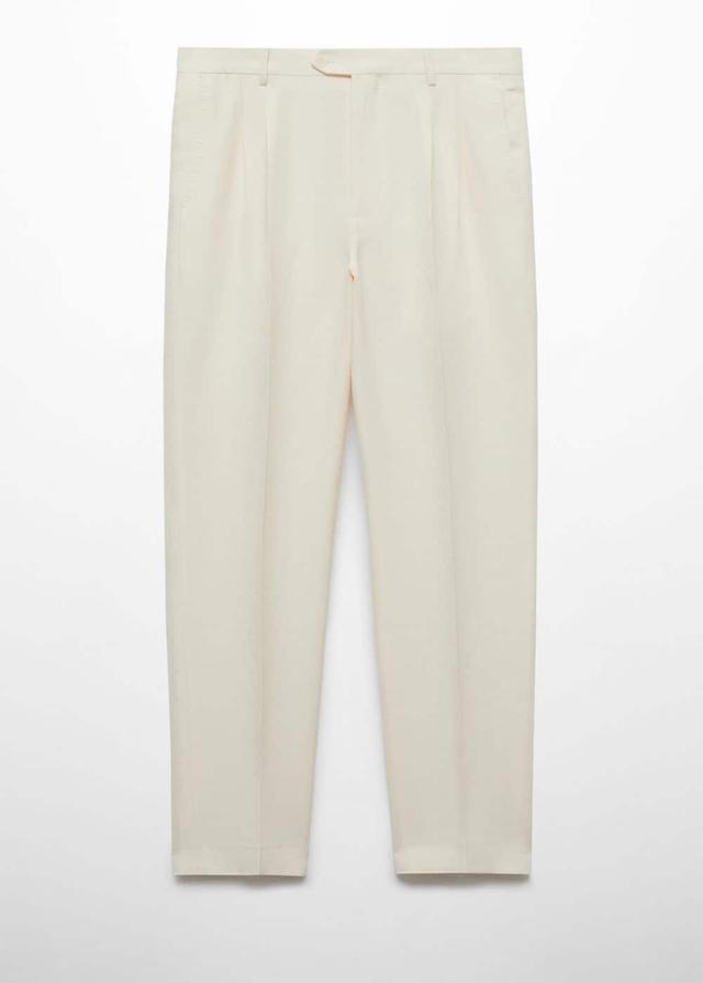 MANGO MAN - Linen pants slim fit darts ecruMen Product Image