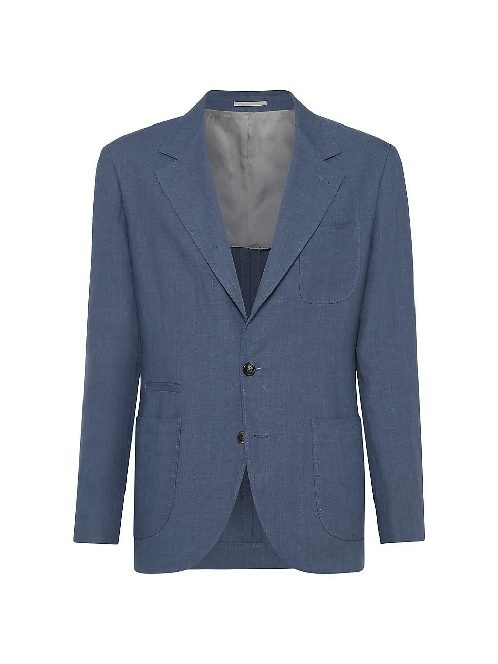 Mens Linen Deconstructed Blazer with Patch Pockets Product Image