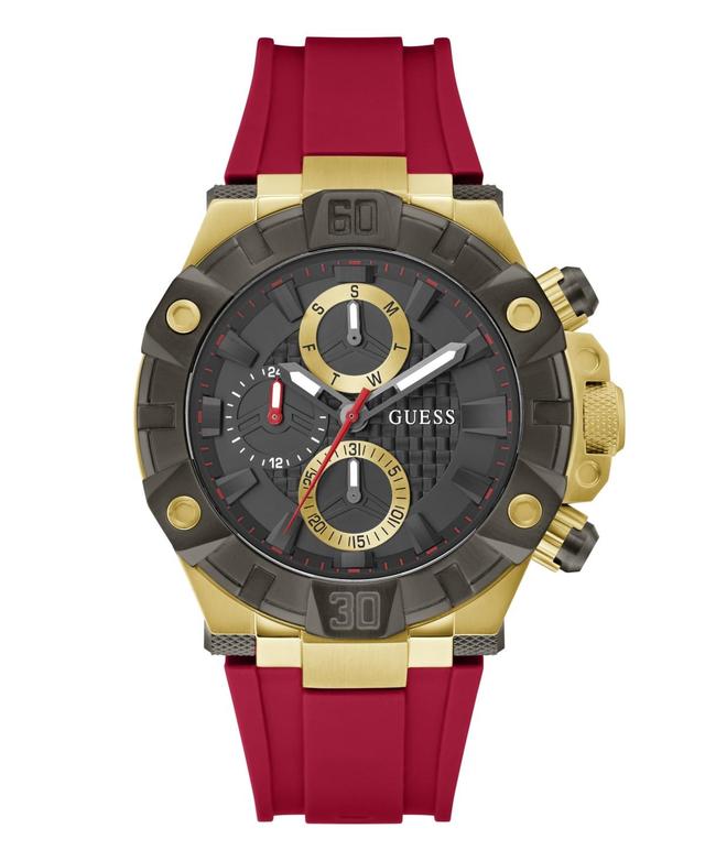 Guess Mens Multi-Function Red Silicone Watch 46mm - Red Product Image