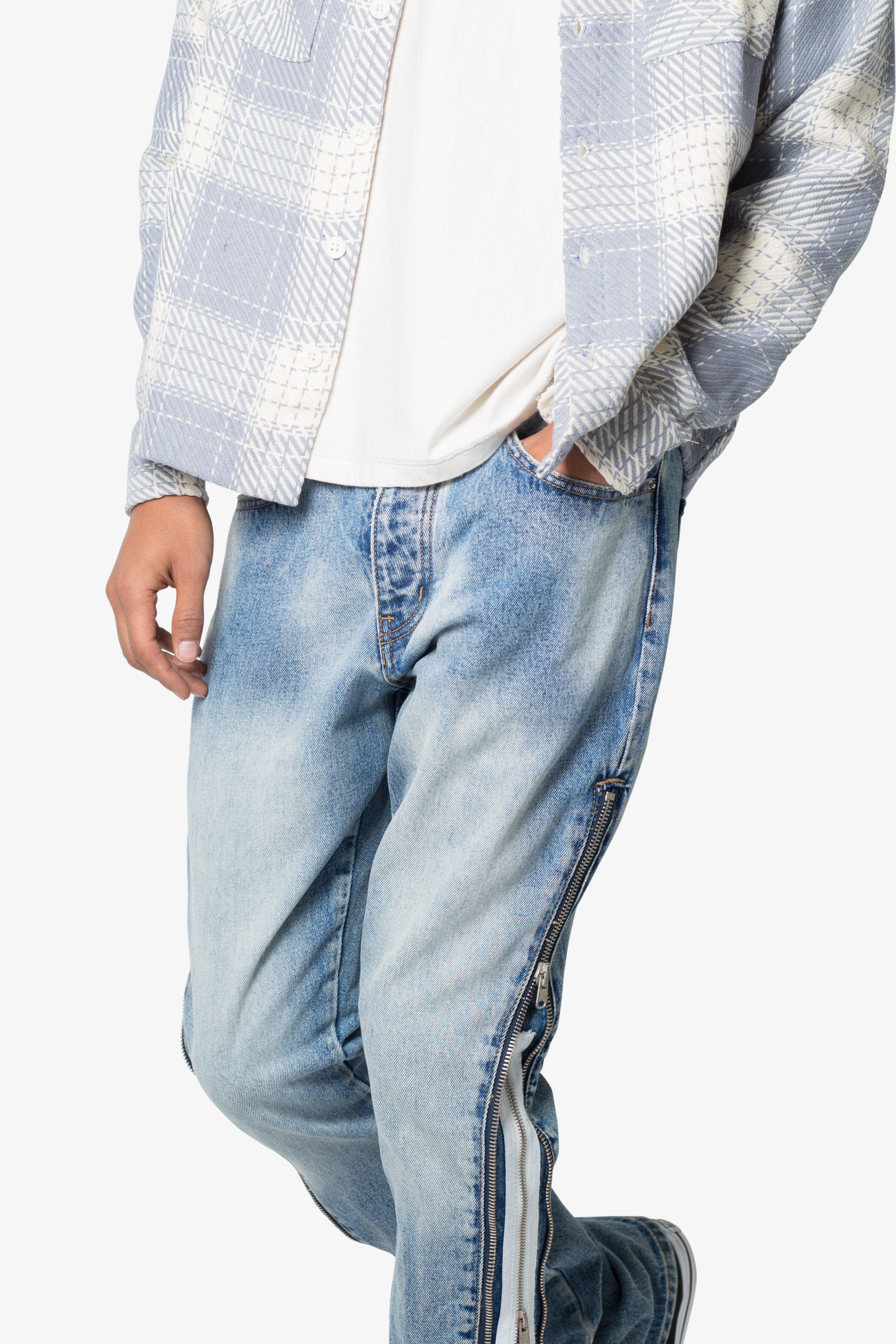 B574 Zipper Flare Denim - Blue Product Image