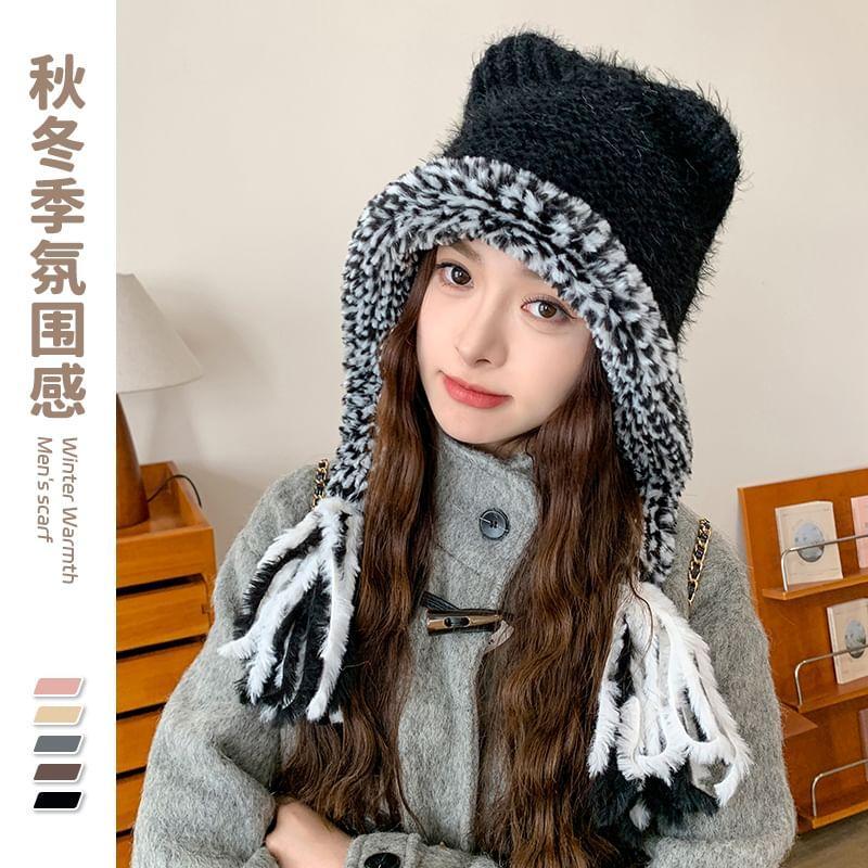 Tassel Knit Trapper Hat Product Image