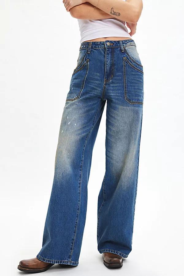 GUESS JEANS GUESS ORIGINALS Double Pocket Wide Leg Jean Womens at Urban Outfitters product image