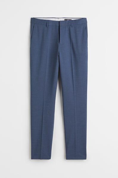 H & M - Slim Fit Suit Pants - Blue Product Image