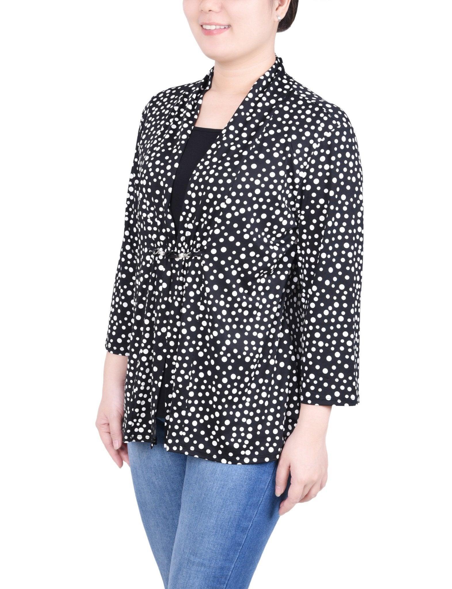 NY Collection Puff Print 3/4 Sleeve Two-Fer Top - Petite Product Image