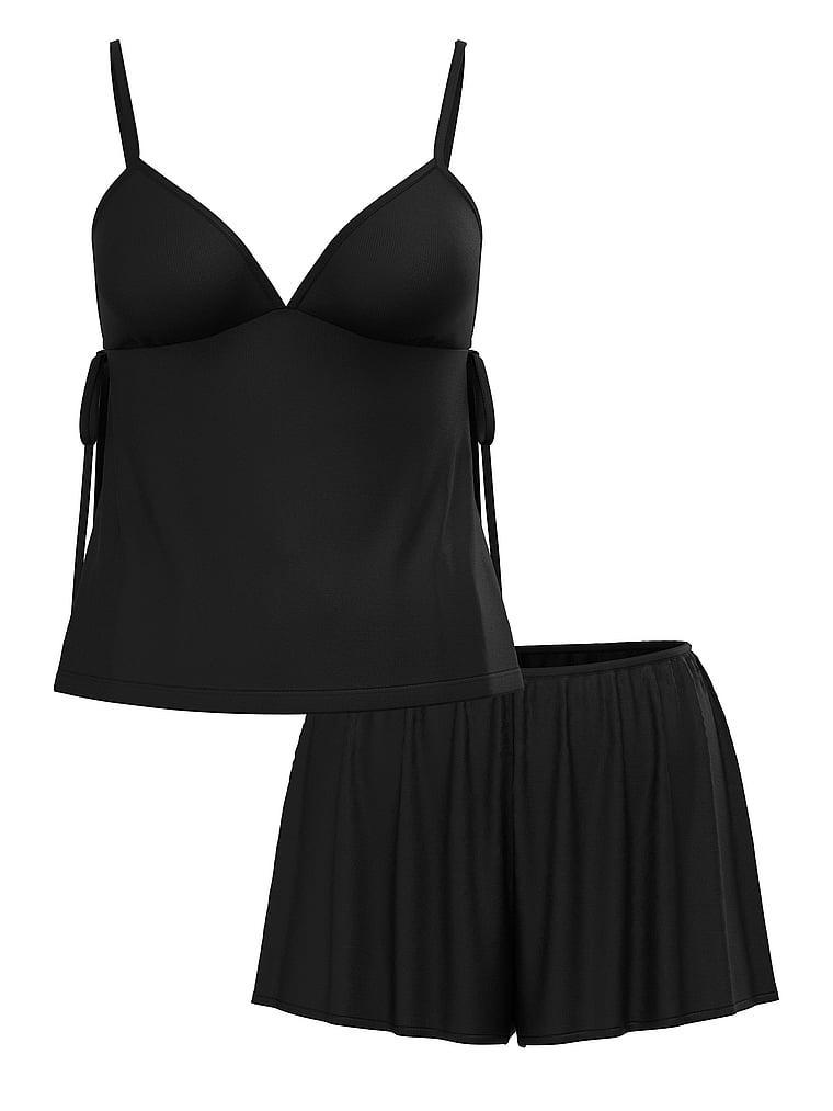 Ribbed Modal Velvet-Trim Cami Shorts Set Product Image