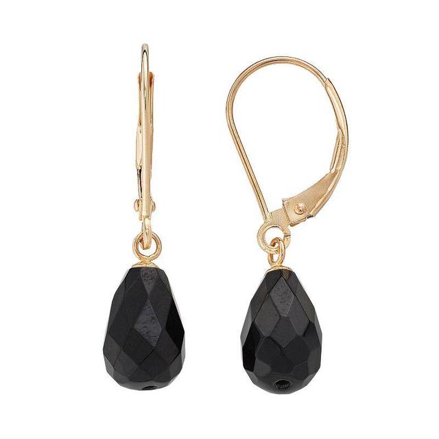 14k Gold Onyx Briolette Drop Earrings, Womens, Black Product Image