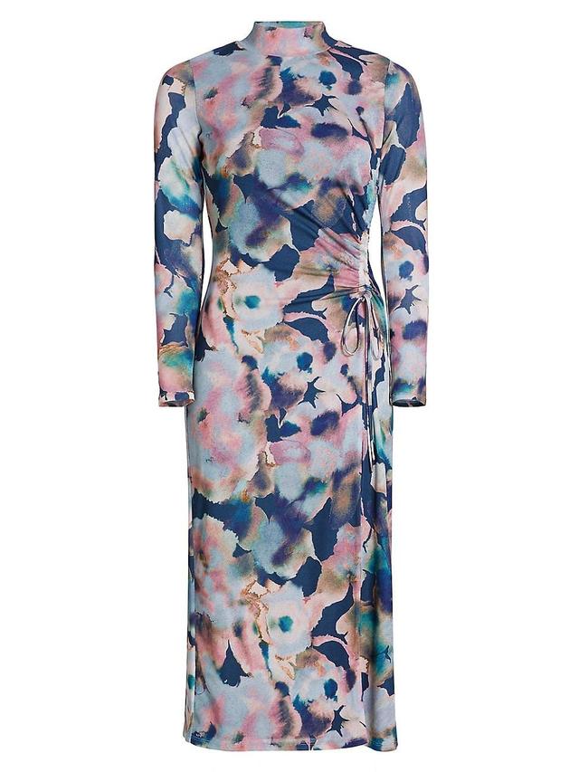 Womens Mona Watercolor Floral Midi-Dress Product Image