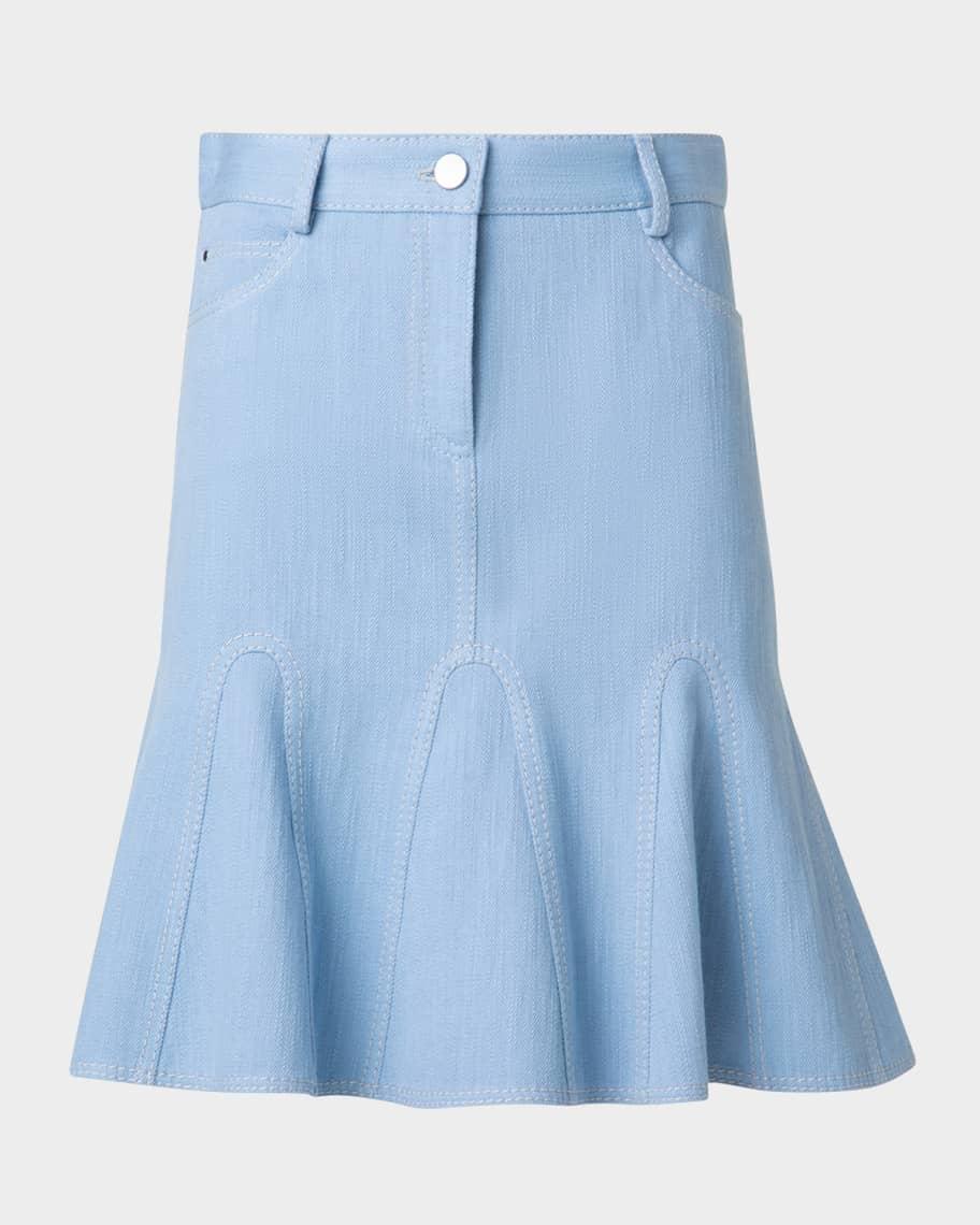 Godet Lightwash Denim Mini Skirt product image