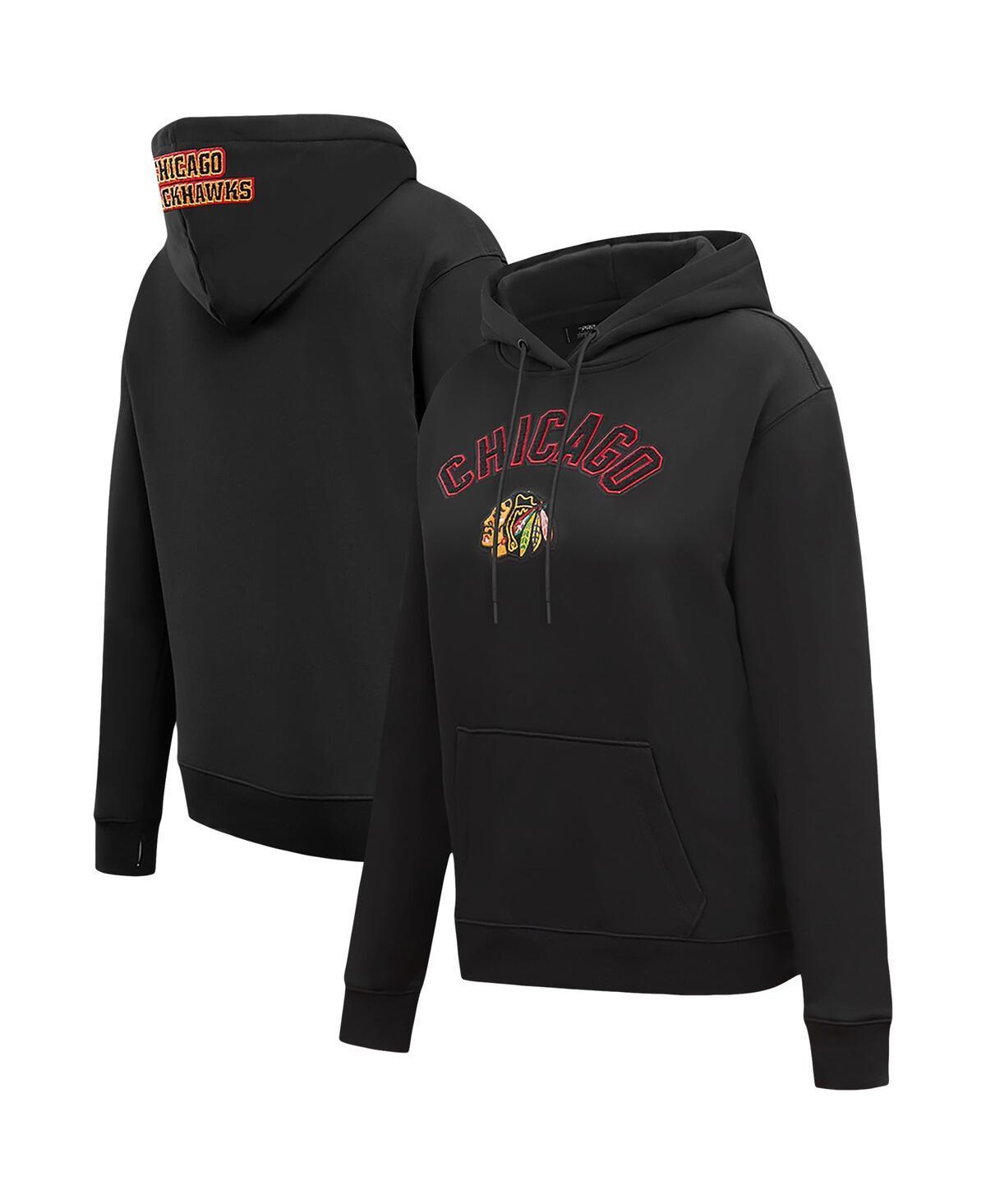 Womens Pro Standard Black Chicago Blackhawks Classic Chenille Pullover Hoodie Product Image