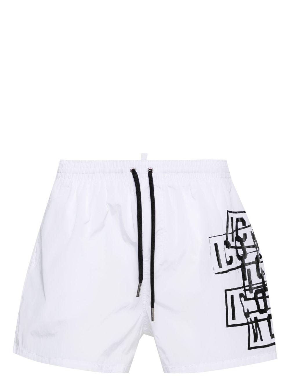 DSQUARED2 Icon Stamps-print Swim Shorts In White Product Image