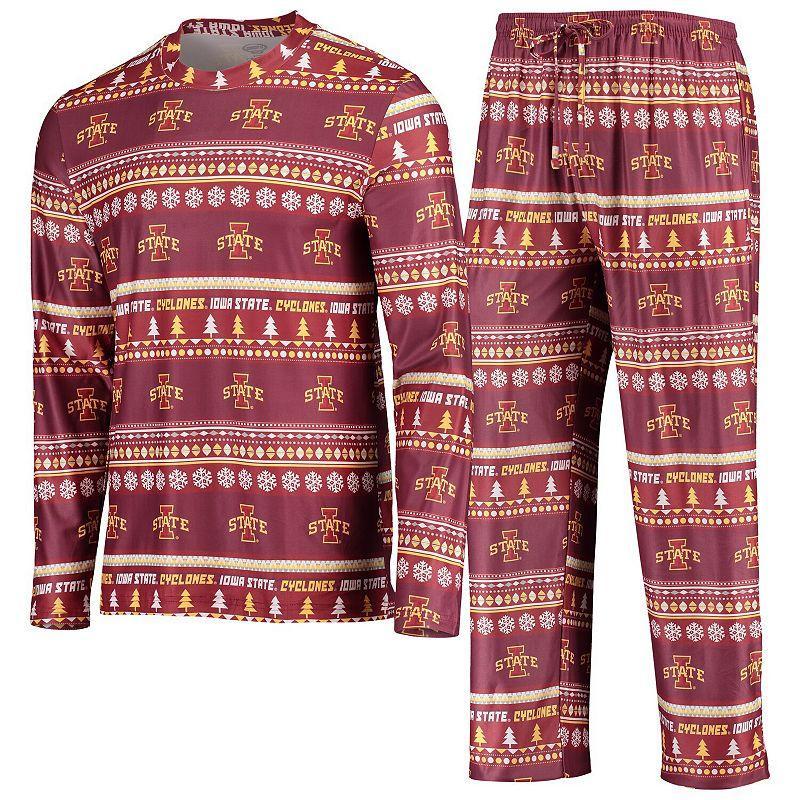 Mens Concepts Sport Cardinal Iowa State Cyclones Ugly Sweater Long Sleeve T-Shirt and Pants Sleep Set Product Image